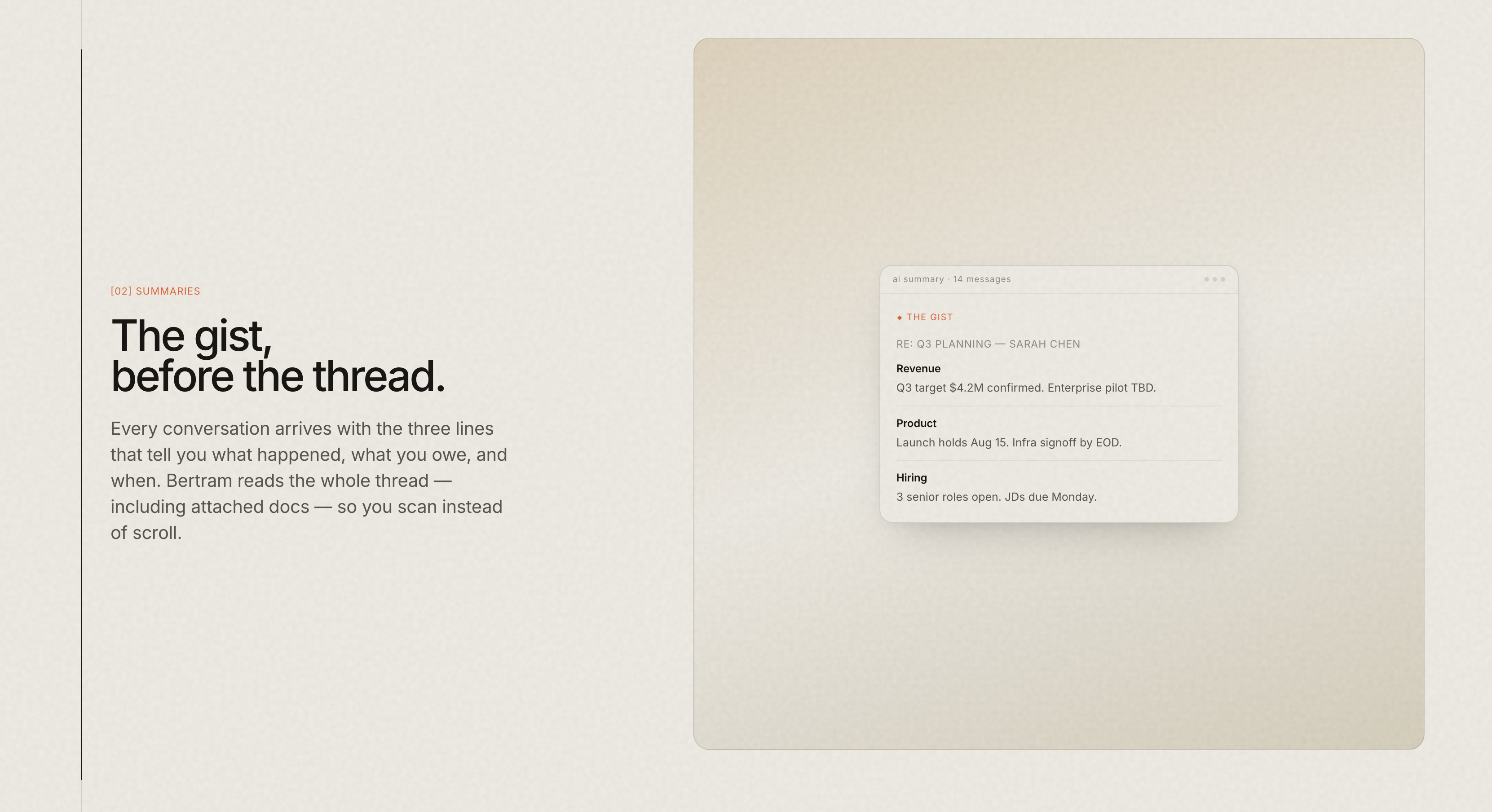 AI actions — summaries, drafted replies, and priority labels applied to incoming mail.